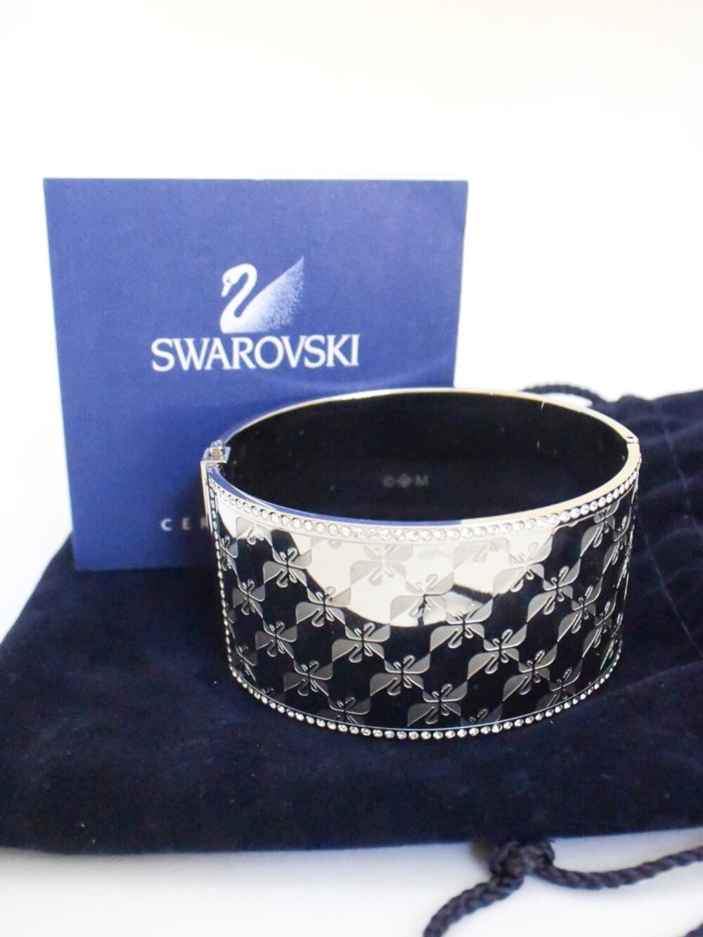 *Swarovski* Sparkling Silver Swan Logo Crystal Bangle - RARE!!! - GORGEOUS!